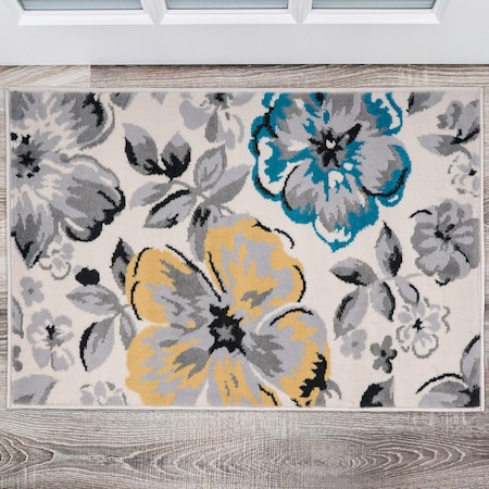 World Rug Gallery Modern Floral Area Rug 2' x 3' Cream Area Rug 9098CREAM2X3